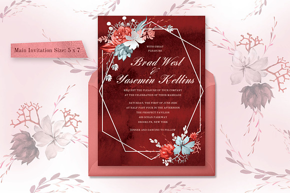 Marsala Watercolor Wedding Suite in Wedding Templates - product preview 2