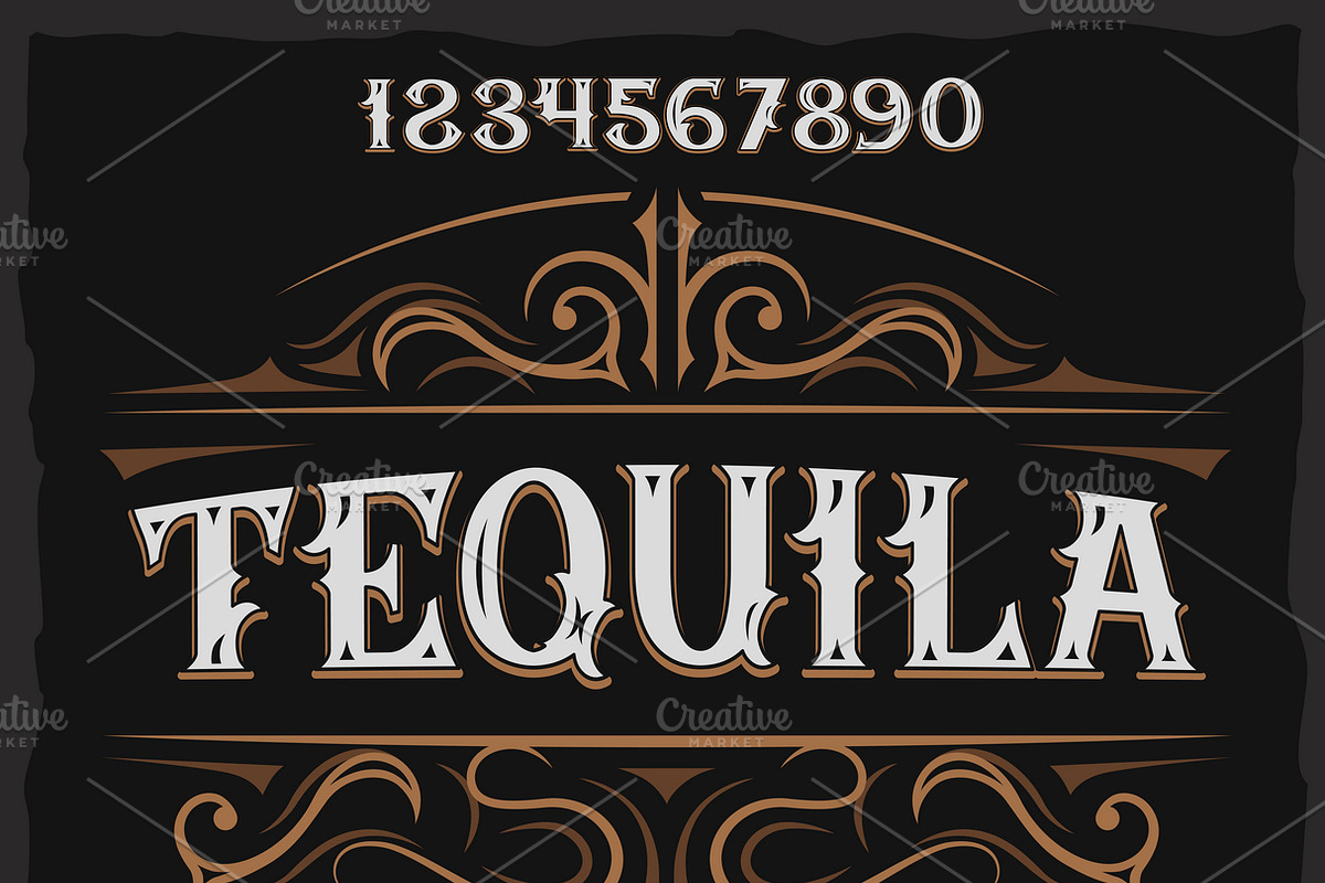 Vintage label typeface Tequila in Display Fonts - product preview 8