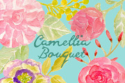 Watercolor Camellia Flowers