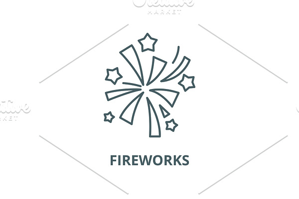 Fireworks vector line icon, linear