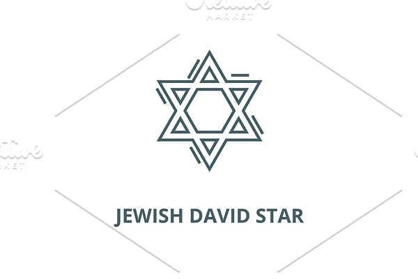 Jewish david star vector line icon