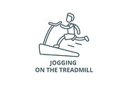 Jogging on the treadmill vector line