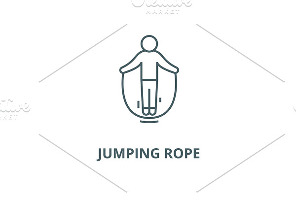 Jumping rope vector line icon