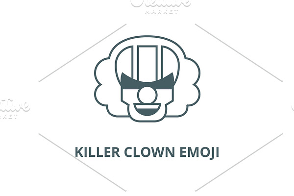 Killer clown emoji vector line icon