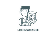 Life insurance vector line icon