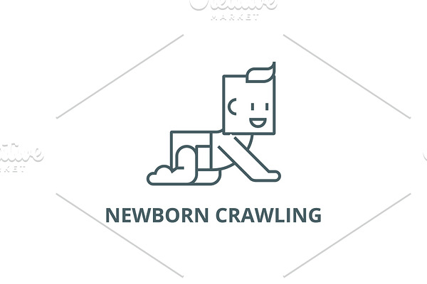 Newborn crawling in pampers vector