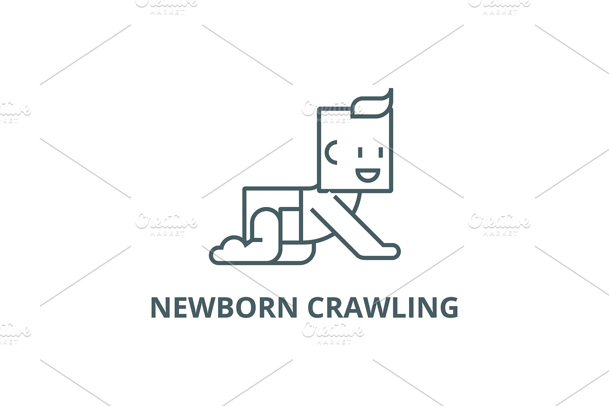 Newborn crawling in pampers vector in Illustrations - product preview 8