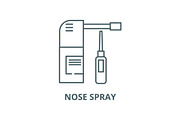 Nose spray vector line icon, linear