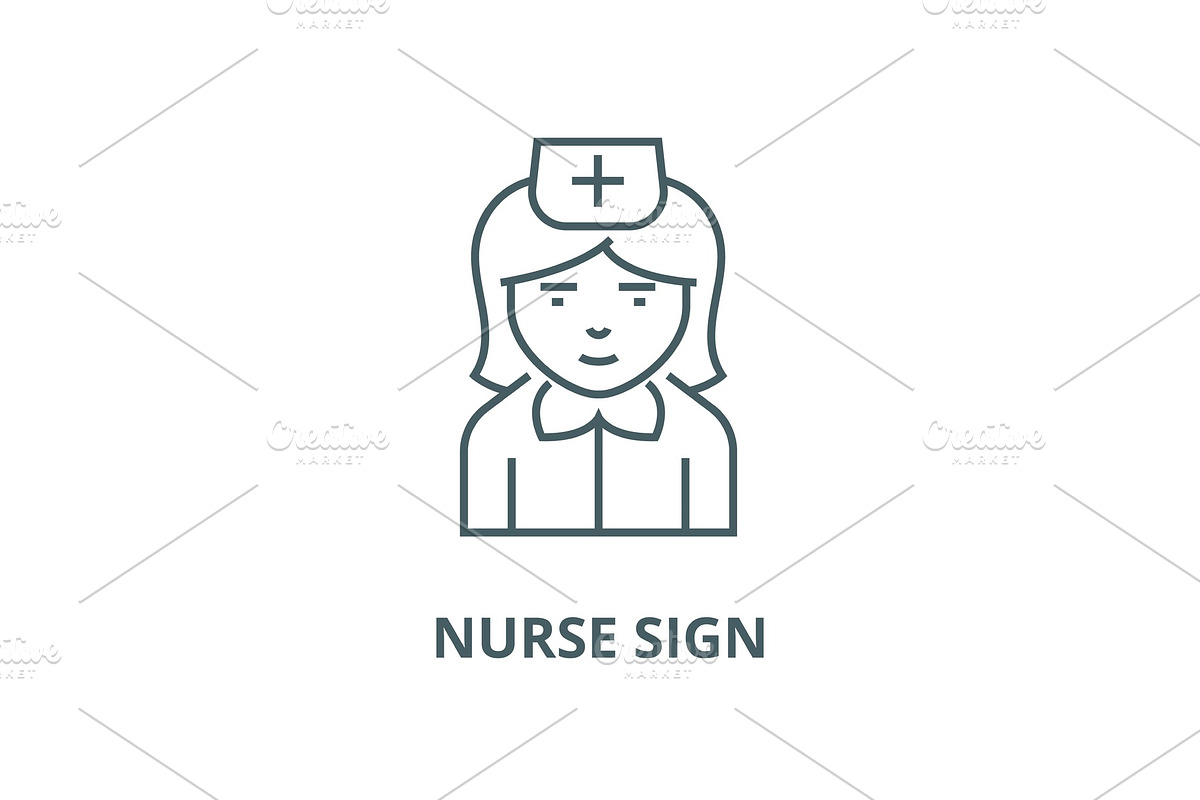 Nurse sign vector line icon, linear in Objects - product preview 8