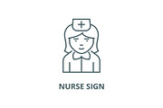 Nurse sign vector line icon, linear