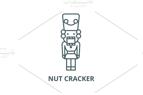 Nut cracker, toy soldier vector line
