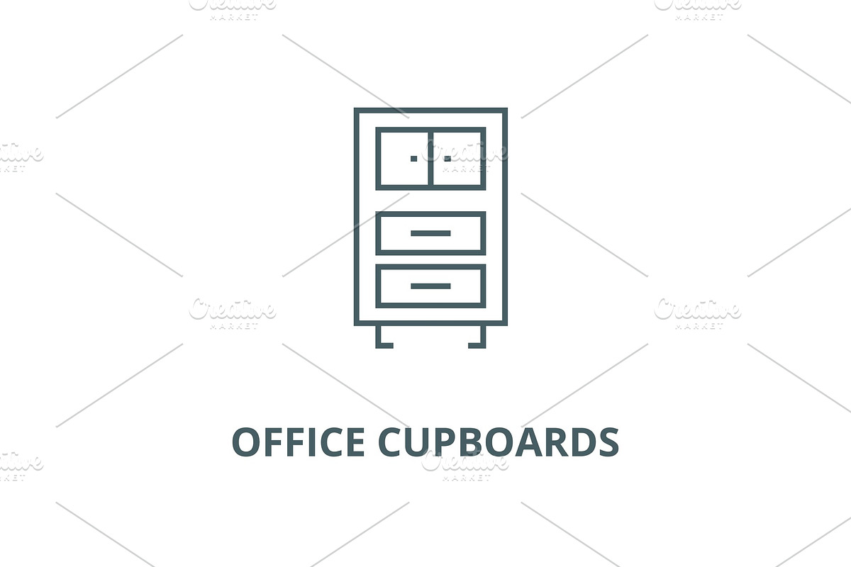 Office cupboards vector line icon in Objects - product preview 8