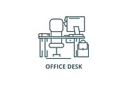 Office desk with computer and chair
