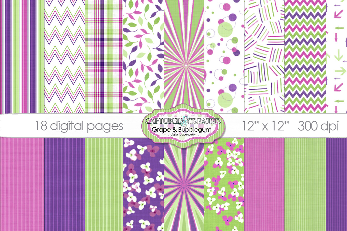 18 Grape & Bubblegum Digital Papers in Objects - product preview 8