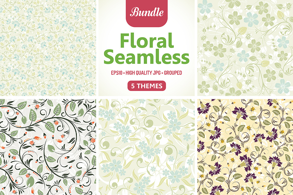 Flower Seamless Patterns in Patterns - product preview 8