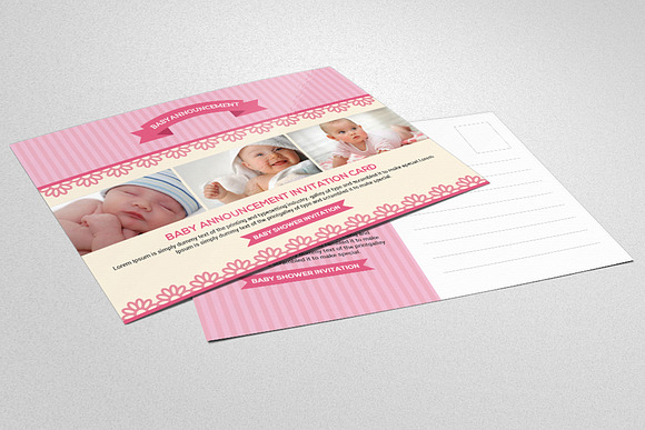 Baby Announcement Card in Postcard Templates - product preview 2