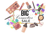 Big cosmetics sale banner vector
