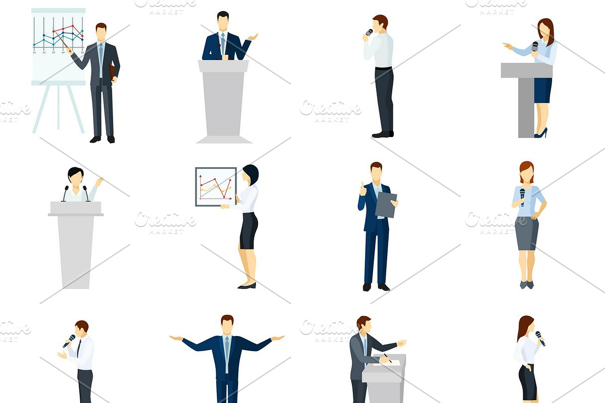 Public speaking icons set in Icons - product preview 8