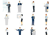 Public speaking icons set