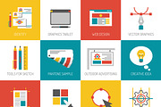 Graphic web and font design icons