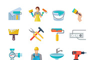 Home repair icons flat set