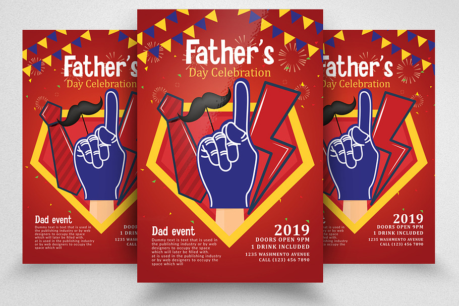 Super Dad Father Day Flyer Templates in Flyer Templates - product preview 8