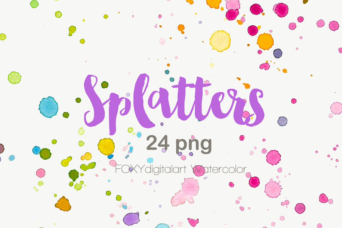 Watercolor splatters paint splashes in Illustrations - product preview 8