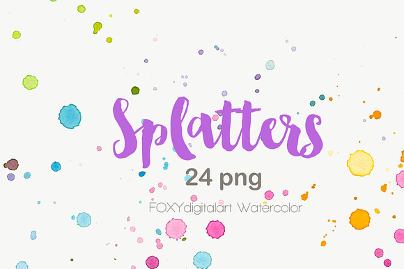 Watercolor splatters paint splashes in Illustrations - product preview 1
