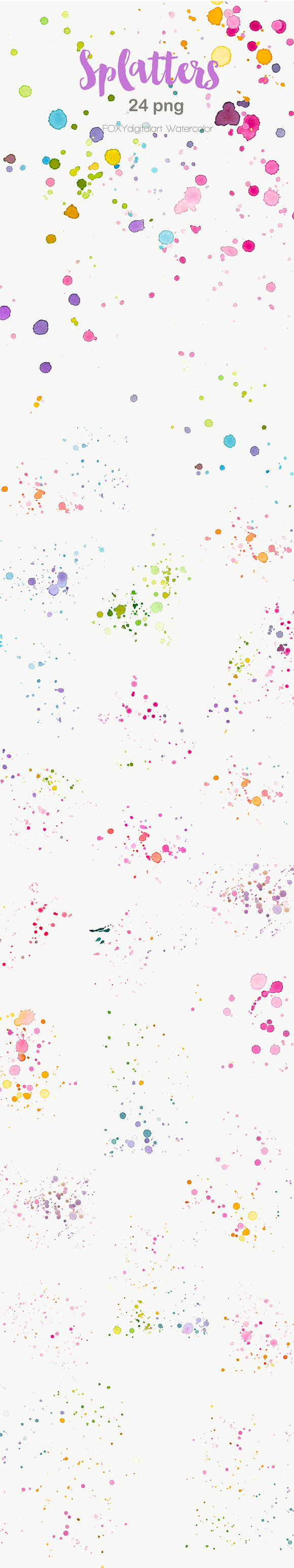 Watercolor splatters paint splashes in Illustrations - product preview 2
