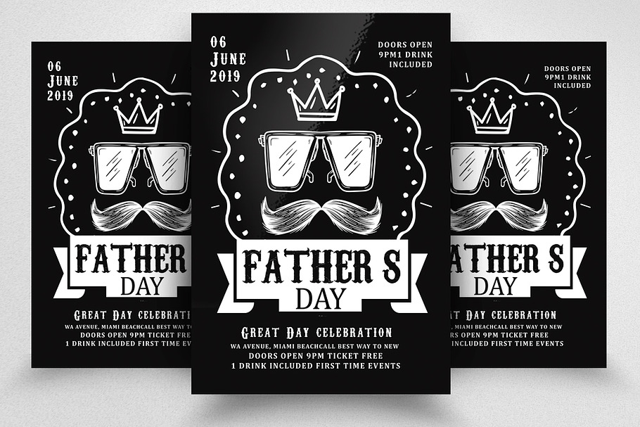 Chalkboard Father Day Flyer Template in Flyer Templates - product preview 8