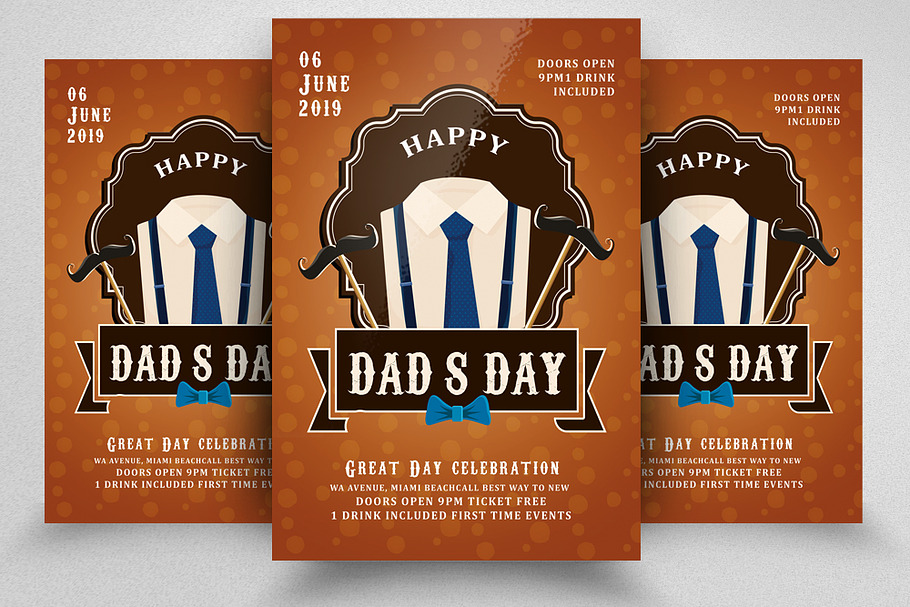Retro Father Day Psd Flyer Template