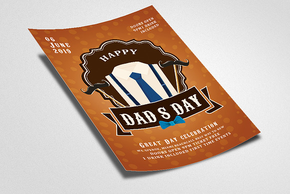 Retro Father Day Psd Flyer Template in Flyer Templates - product preview 1