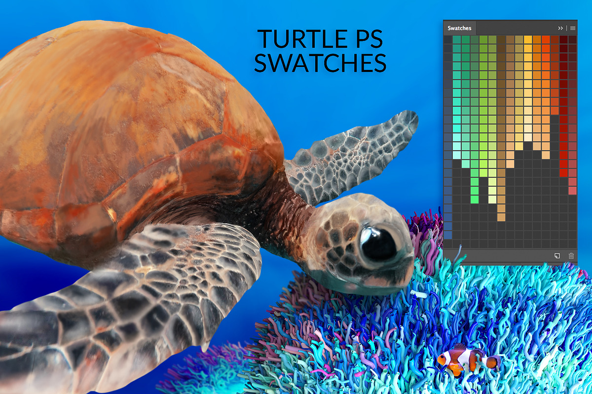 Turtle Swatches & Coral Overlays in Photoshop Color Palettes - product preview 8