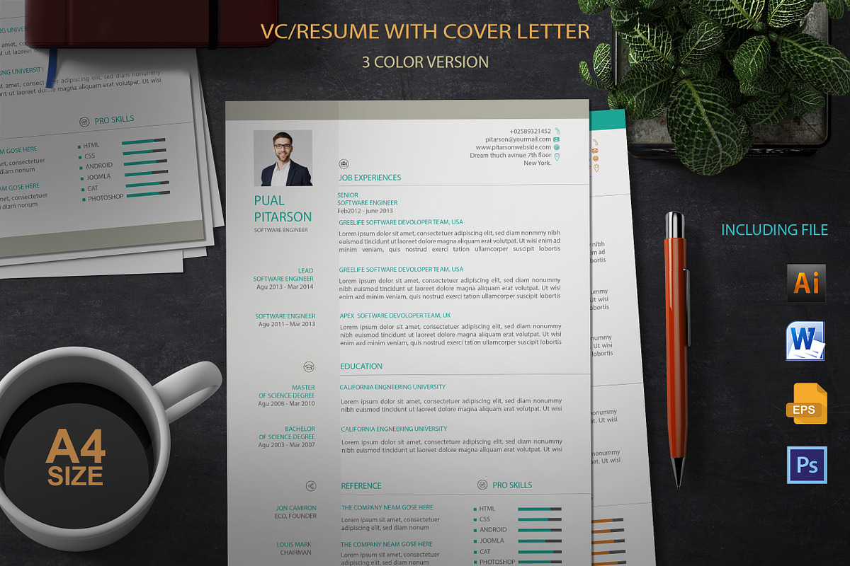 Resume With Cover Latter Template in Letter Templates - product preview 8