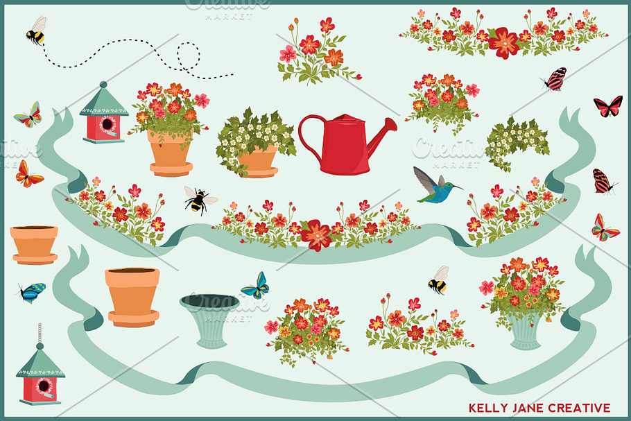 Potted Plants, Butterflies & Bees in Illustrations - product preview 8