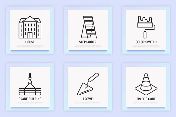 Construction | 16 Thin Line Icons in Construction Icons - product preview 5