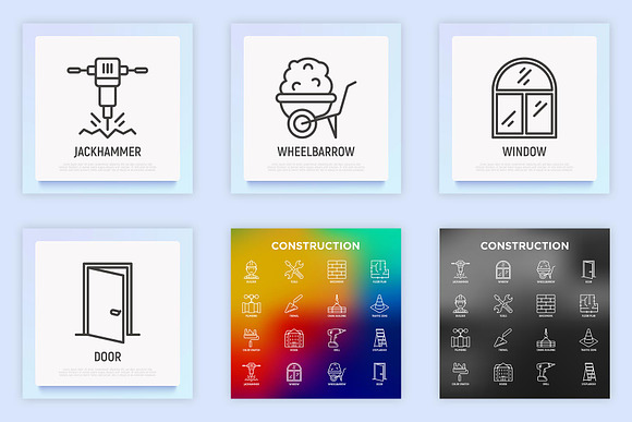 Construction | 16 Thin Line Icons in Construction Icons - product preview 6