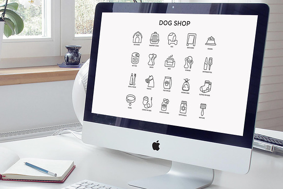 Dog Shop | 20 Thin Line Icons Set in Dog Icons - product preview 7
