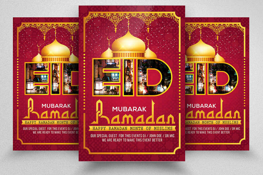 Happy Eid Day Muslim Event Psd Flyer