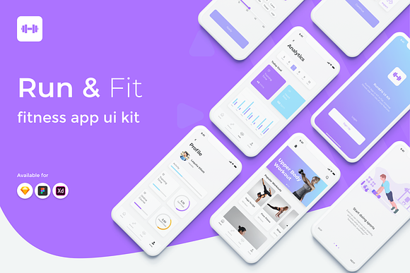 Run&Fit Fitness App UI Kit in UI Kits and Libraries - product preview 4