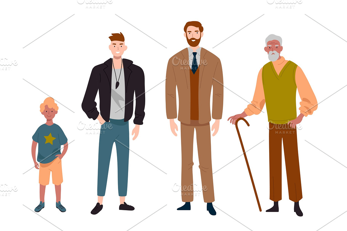 Men. Different ages.Child, teenager in Illustrations - product preview 8
