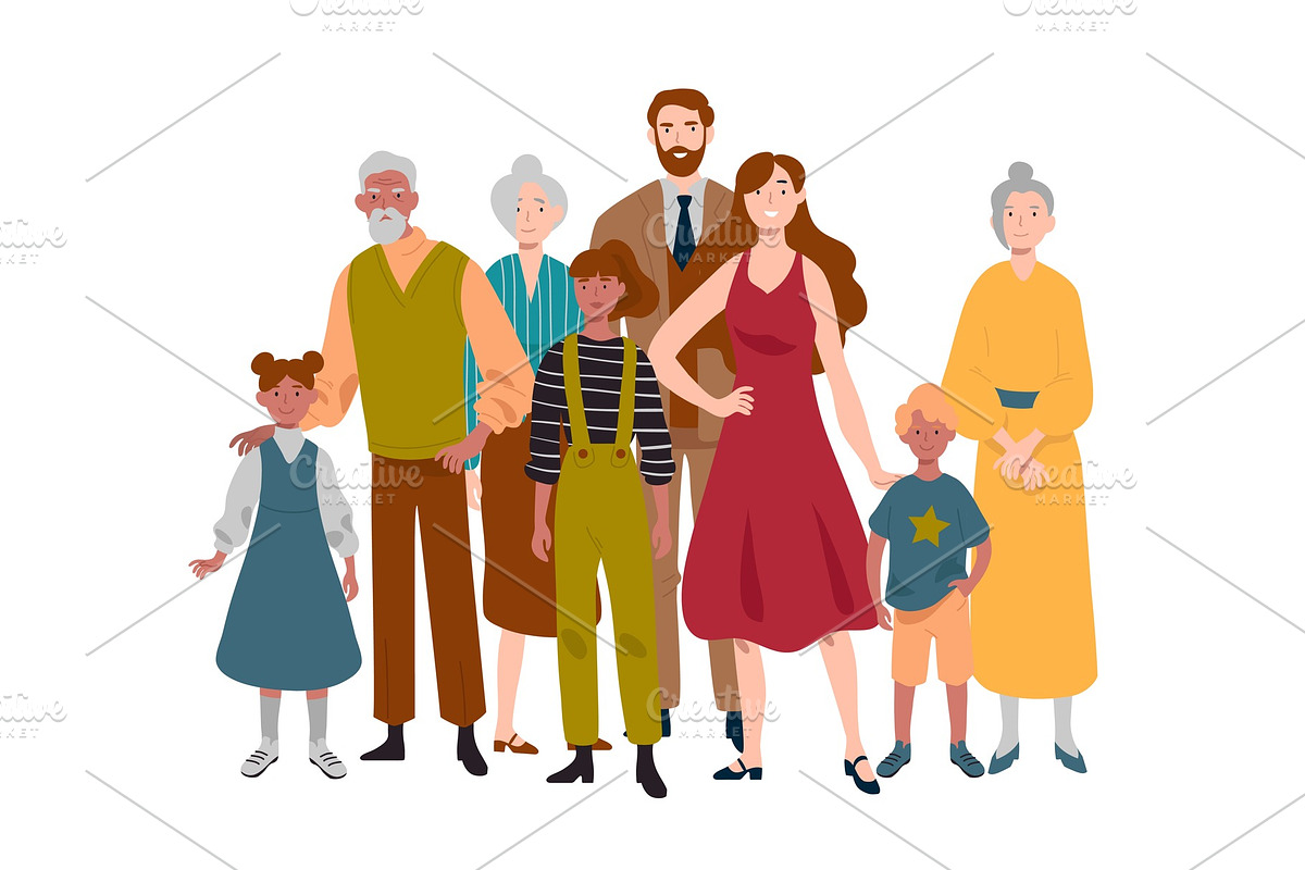 Portrait of large family. Mother in Illustrations - product preview 8