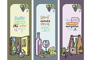 Winery set of cards, banners vector