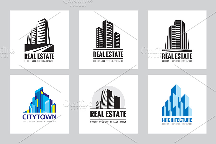 Real Estate Building Logo Set