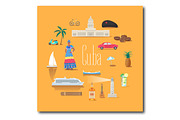 Vector icons with Cuban landmarks