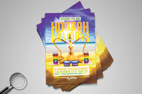 Hookah Holidays | Beach Flyer Design in Flyer Templates - product preview 3