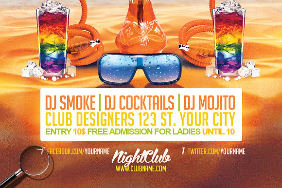 Hookah Holidays | Beach Flyer Design in Flyer Templates - product preview 6