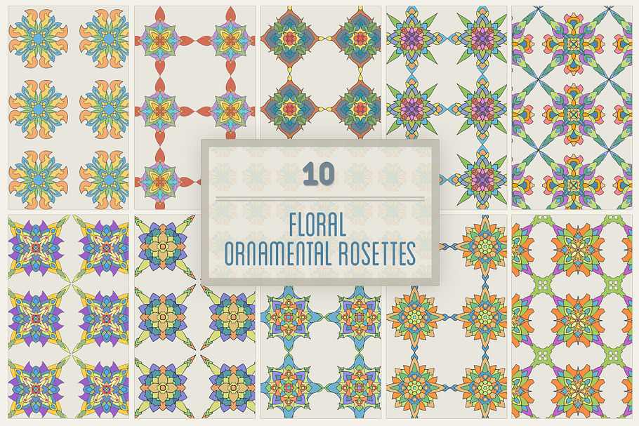 Floral Vector Ornament Rosettes v.1 in Patterns - product preview 8