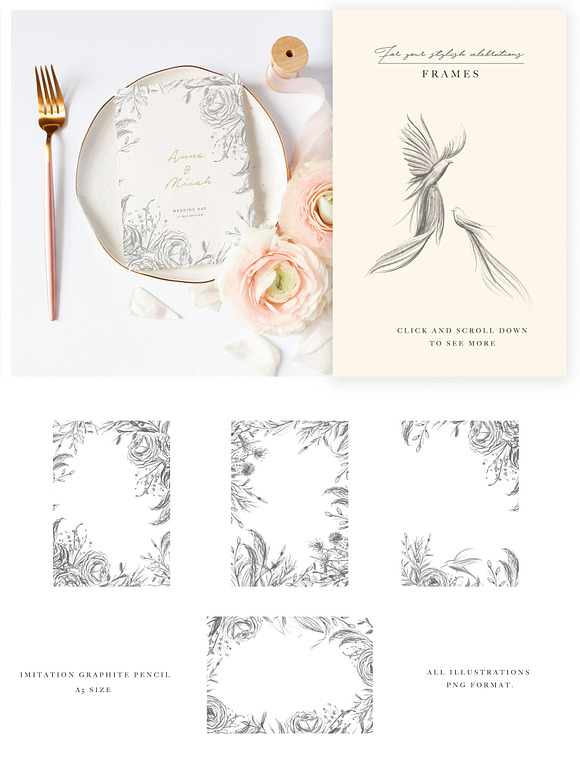 Wedding Graphic Logo & Pencil Flower in Illustrations - product preview 2