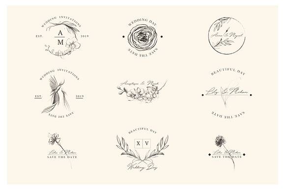 Wedding Graphic Logo & Pencil Flower in Illustrations - product preview 5
